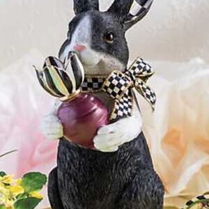 MacKenzie-Childs Radish Rabbit Resin Figurine with Courtly Check Accents